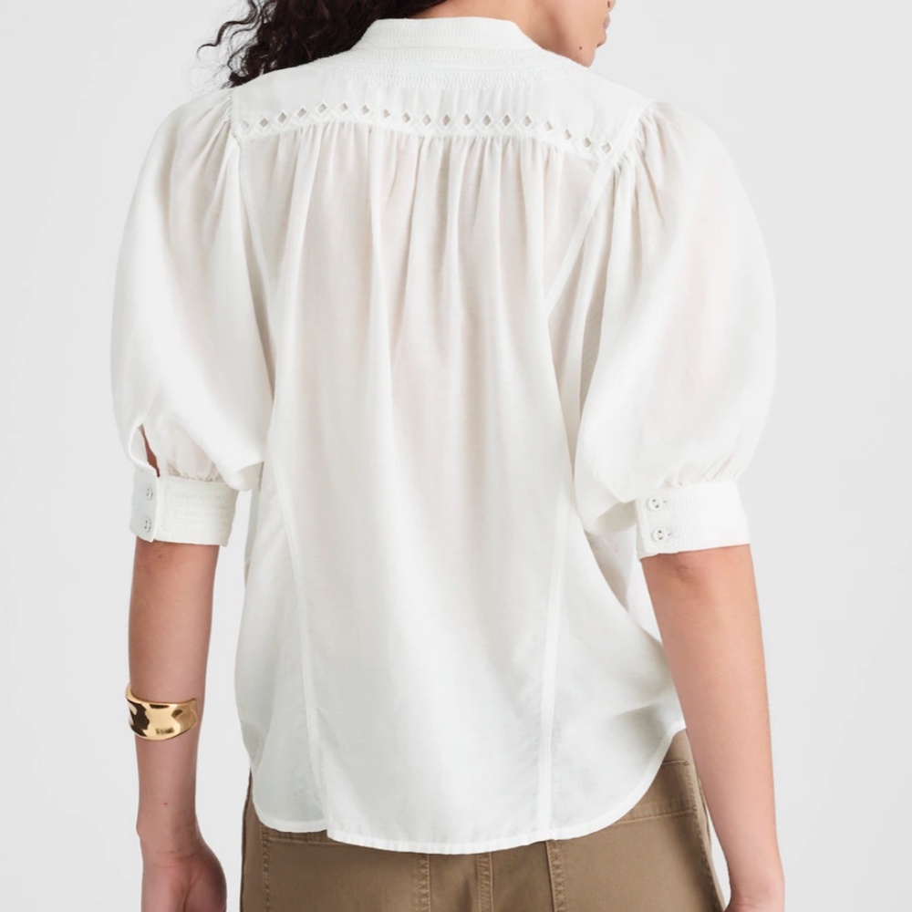 MADEWELL Puff-Sleeve Band-Collar Shirt - Picture 4 of 7